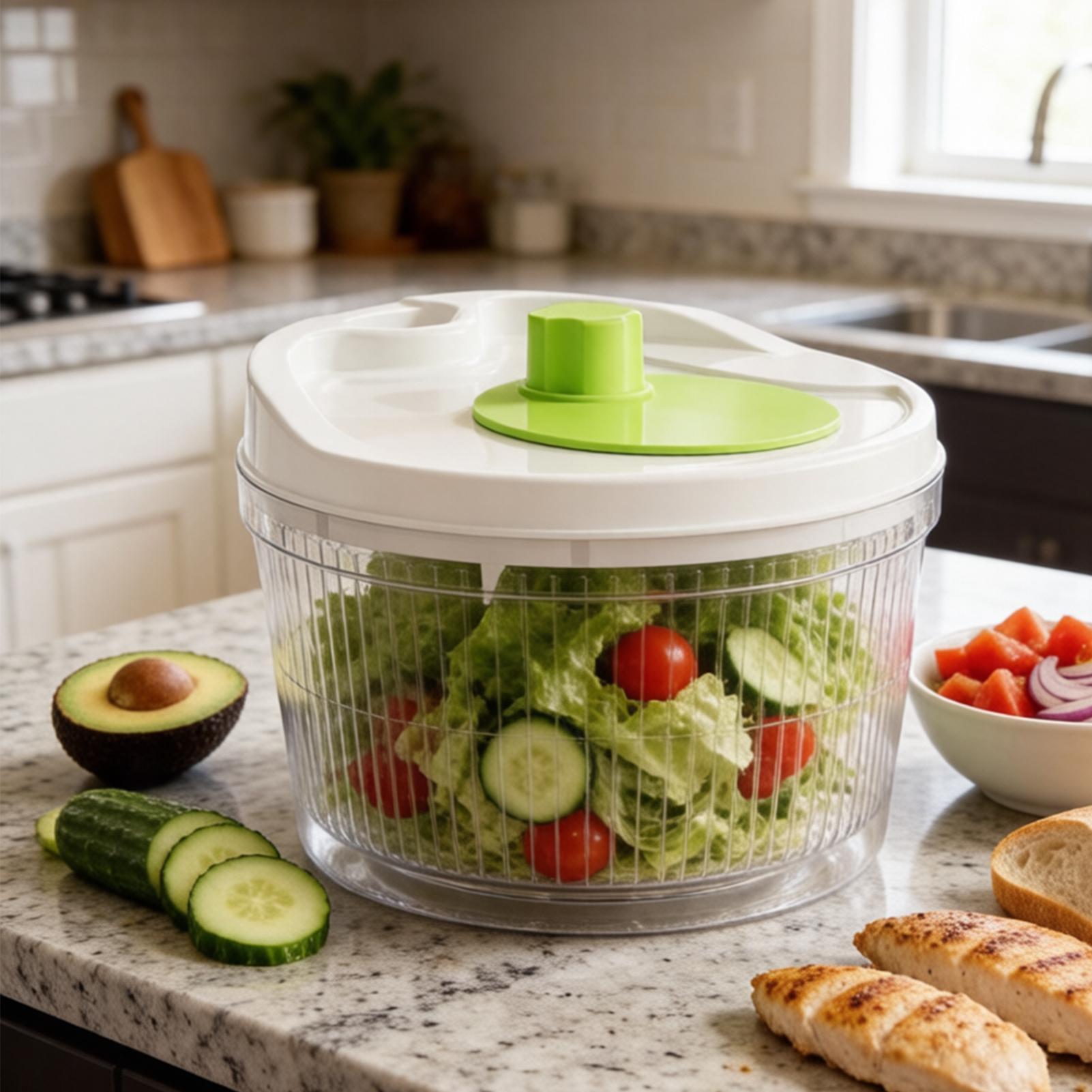 Salad Spinner - Drenaj Nozullu Salata Kurutucu, Sebze Kurutucu,